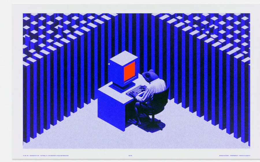Une personne travaille au centre d’un labyrinthe d’infrastructures bleues
